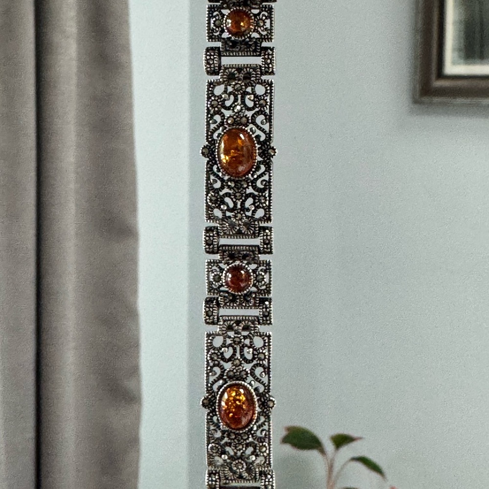 Vintage Silver and Amber Bracelet